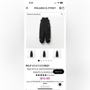 polarn o pyret snow pants - used like new - 1.5-2yrs - black